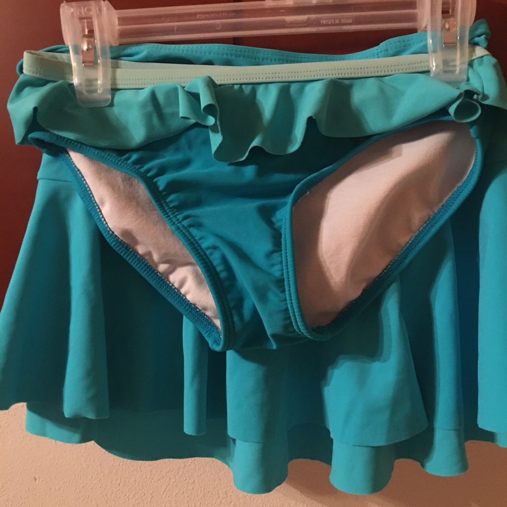 Youth aqua swimsuit skirt coverup & bottom